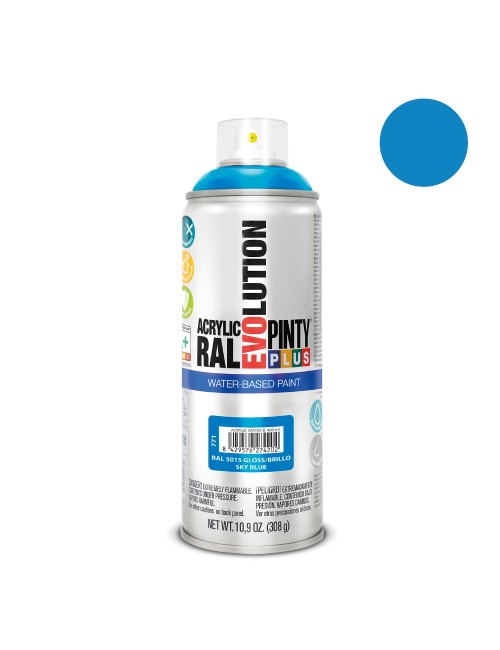 Pintura acrílica spray evolution water-based 520 cc ral 5015 azul celeste