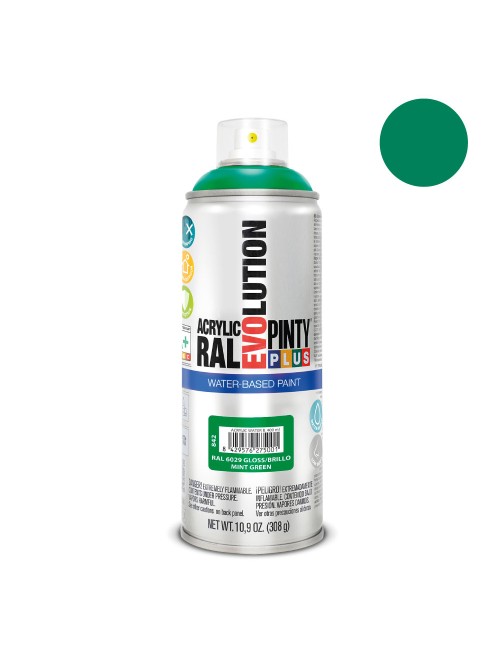 Pintura acrílica spray evolution water-based 520 cc ral 6029 verde menta