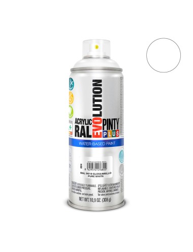 Pintura acrílica spray evolution water-based 520 cc ral 9010 blanco puro