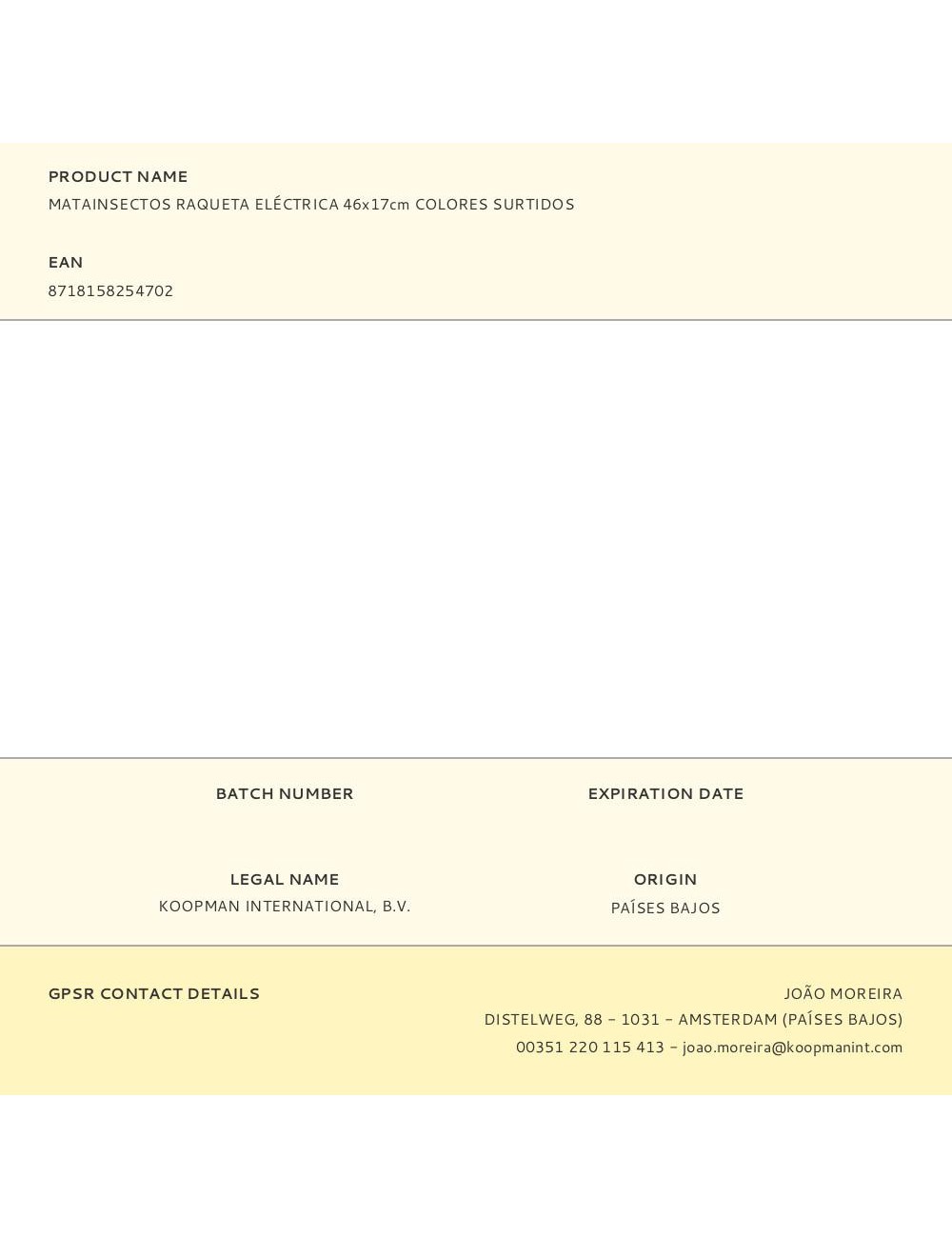 Matainsectos raqueta eléctrica 46x17cm colores surtidos