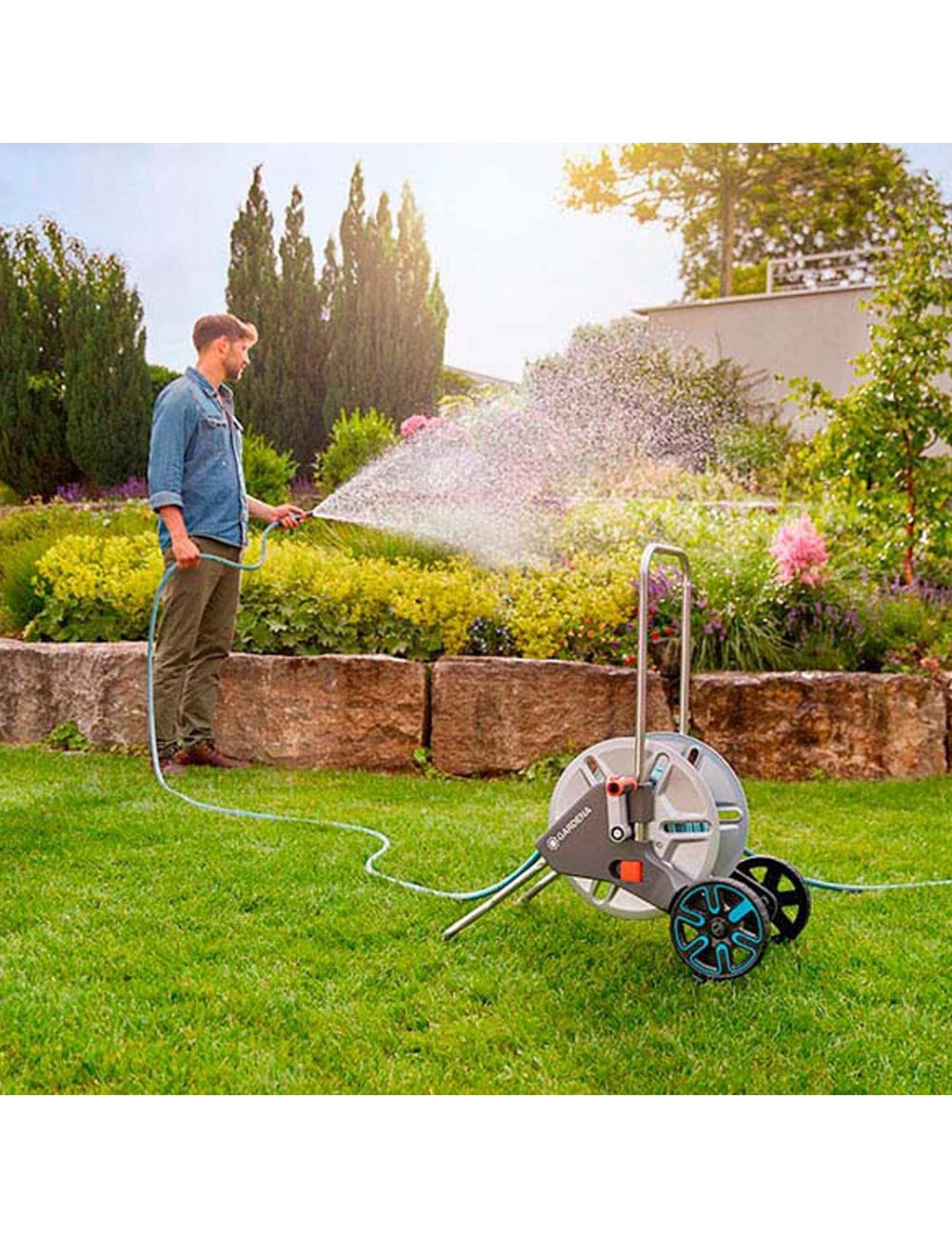 Carro de metal con manguera ø15 mm 25 m