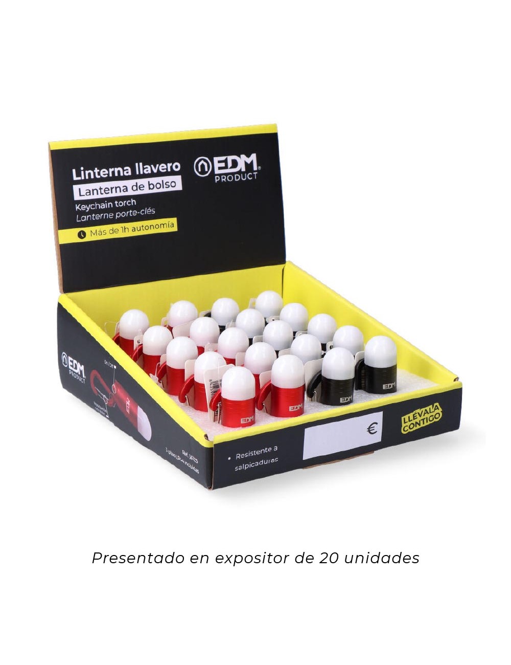 Linterna llavero con mosqueton. 3xlr44 (pilas incluidas) colores surtidos.