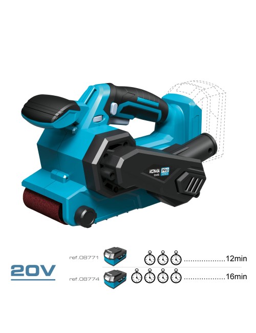Lijadora de banda 20 v (sin batería ni cargador) 14 x 27,5 x 17 cm