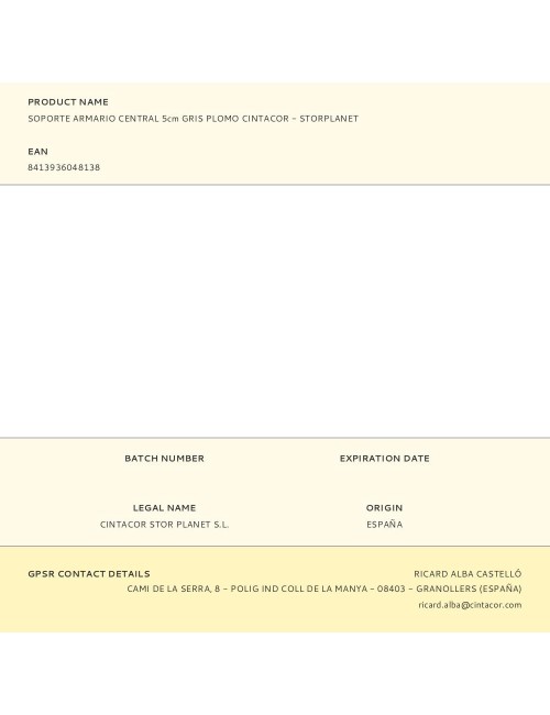 Soporte armario central 5cm gris plomo cintacor - storplanet