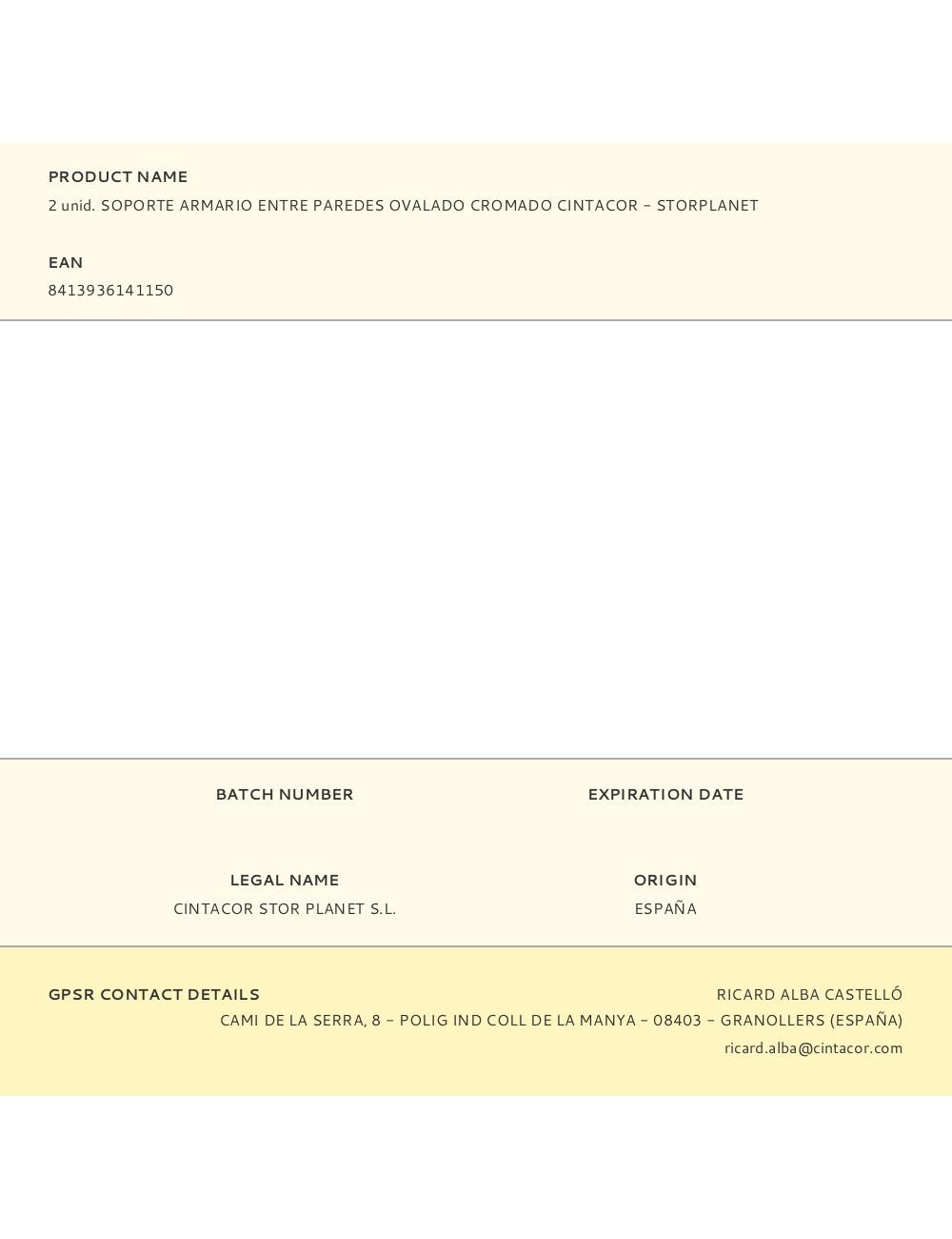 2 unid. soporte armario entre paredes ovalado cromado cintacor - storplanet