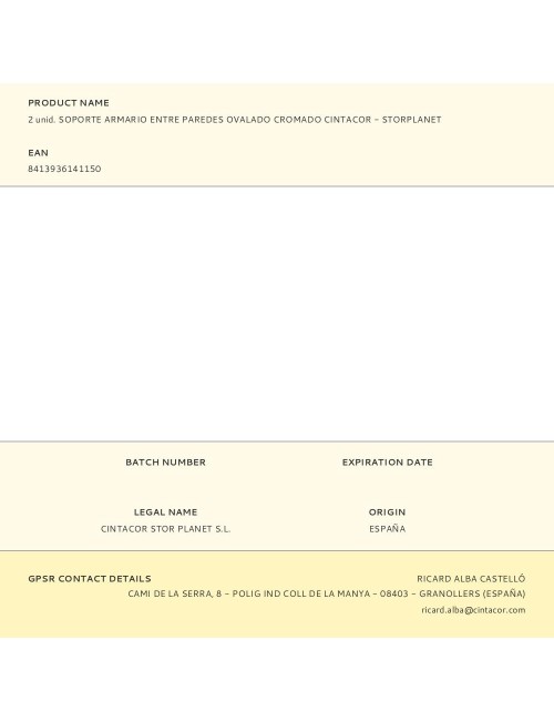 2 unid. soporte armario entre paredes ovalado cromado cintacor - storplanet