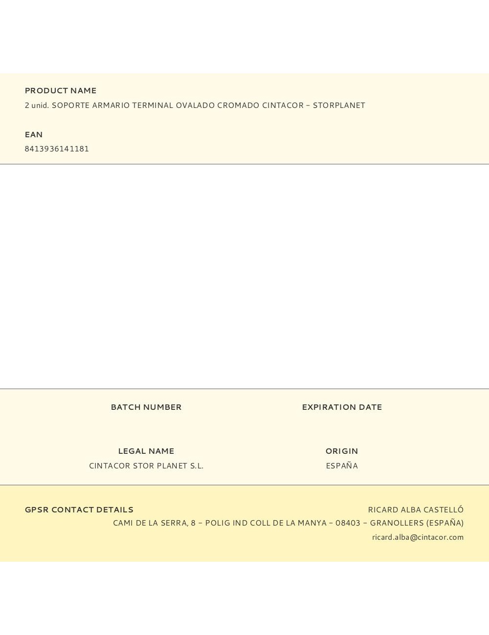 2 unid. soporte armario terminal ovalado cromado cintacor - storplanet