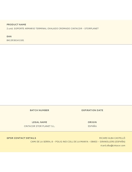 2 unid. soporte armario terminal ovalado cromado cintacor - storplanet