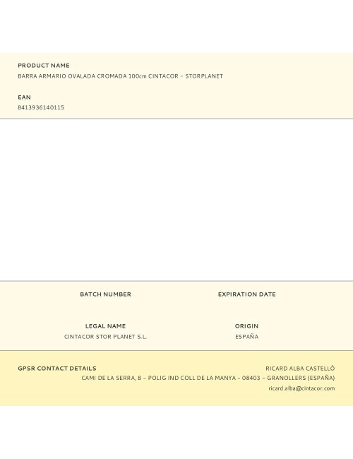 Barra armario ovalada cromada 100cm cintacor - storplanet