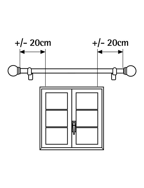 Kit barra cortina blanco cono extensible de 160 a 300 cm