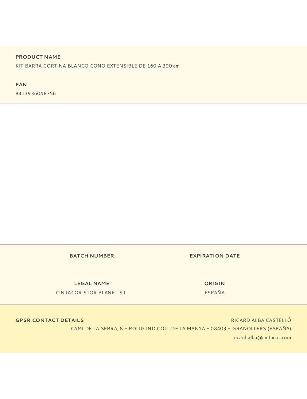 Kit barra cortina blanco cono extensible de 160 a 300 cm