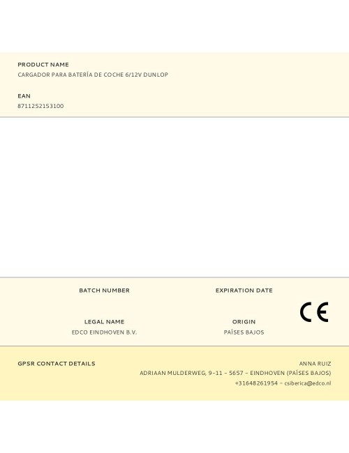 Cargador para batería de coche 6/12v dunlop