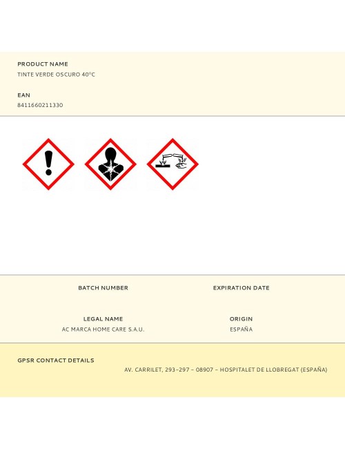 Tinte verde oscuro 40c