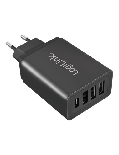 Cargador 27 w con 4 conexiones usb negro