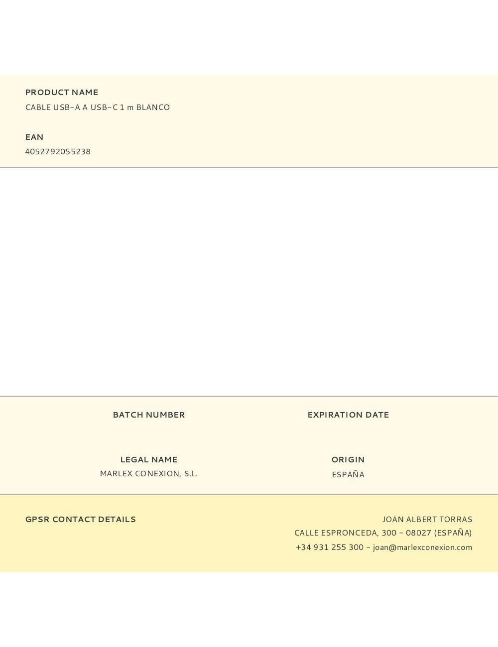 Cable usb-a a usb-c 1 m blanco