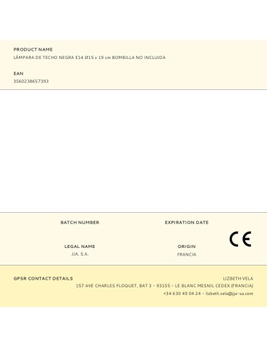 Lámpara de techo negra e14 ø15 x 19 cm bombilla no incluida