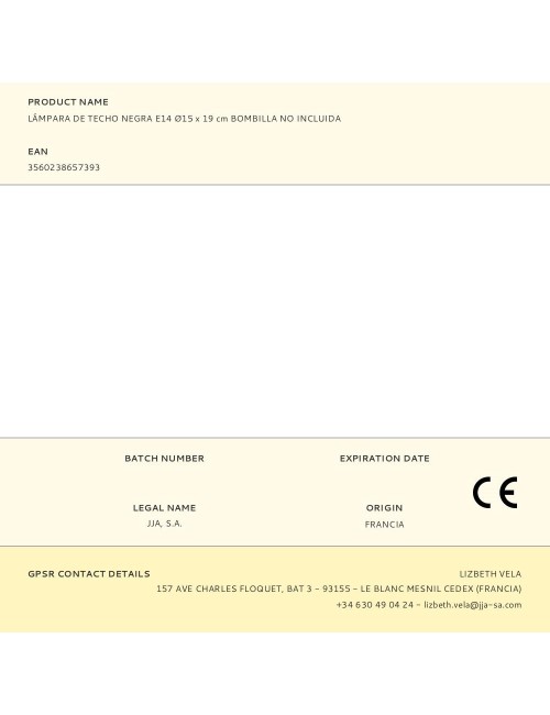 Lámpara de techo negra e14 ø15 x 19 cm bombilla no incluida