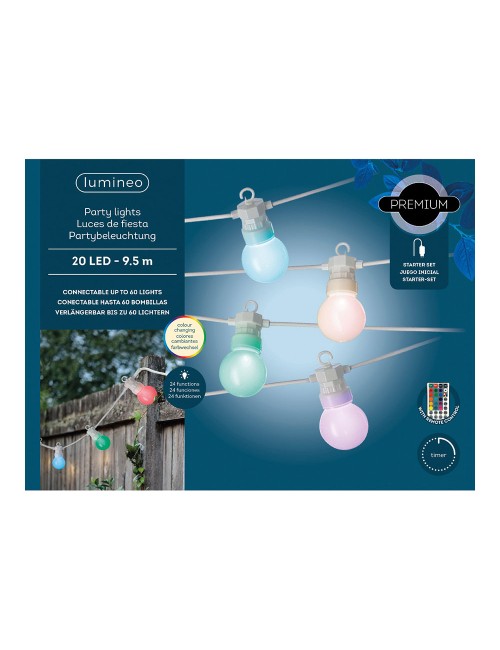 Guirnalda 20 bombillas led rgb exterior 14,5m ip44 lumineo