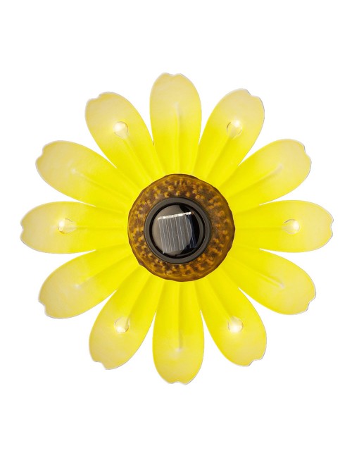 Figura luz solar metalica con forma de flor ø14 x 4 cm colores surtidos