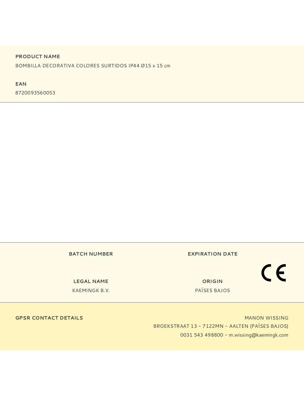 Bombilla decorativa colores surtidos ip44 ø15 x 15 cm