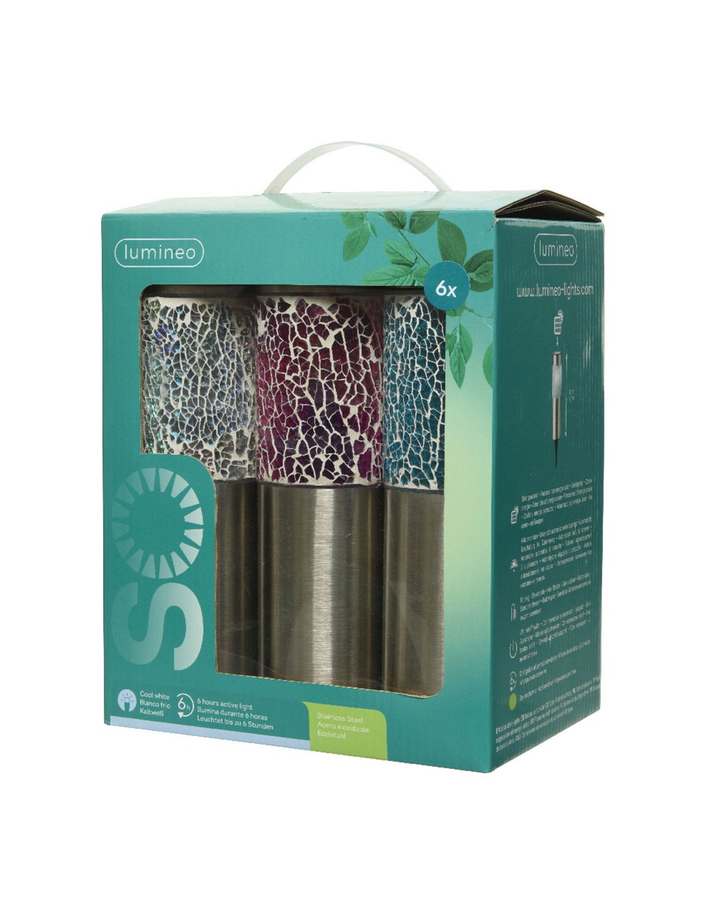 Baliza solar modelo gaudi 22 x 6 cm colores surtidos, 6 unidades