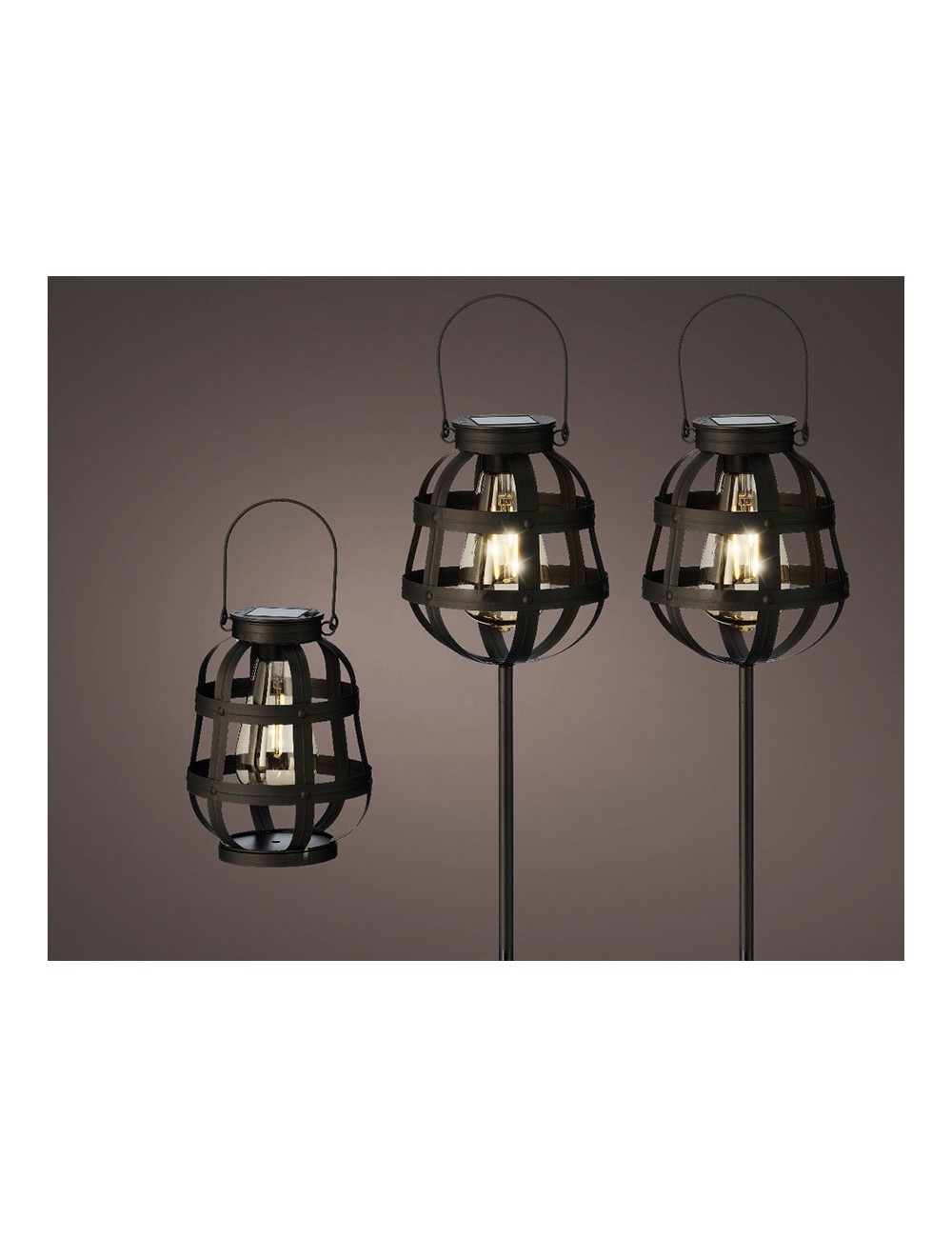 Set 3 luces solares de jardín vintage lumineo