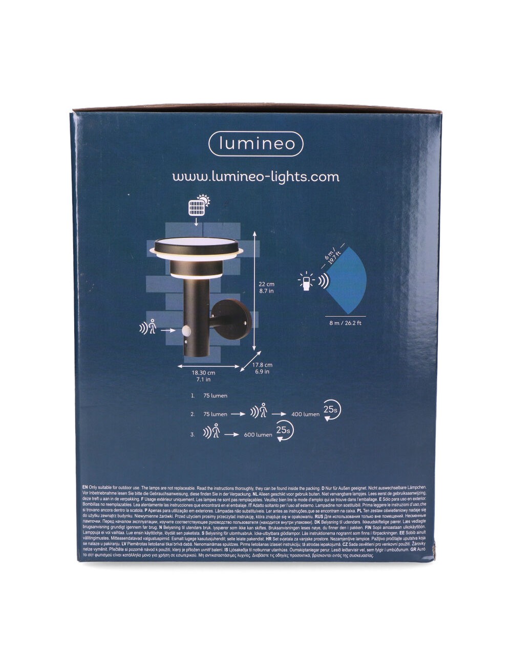 Aplique solar metalico 17,8x18,3x22cm 40 leds luz calida lumineo colores/modelos surtidos