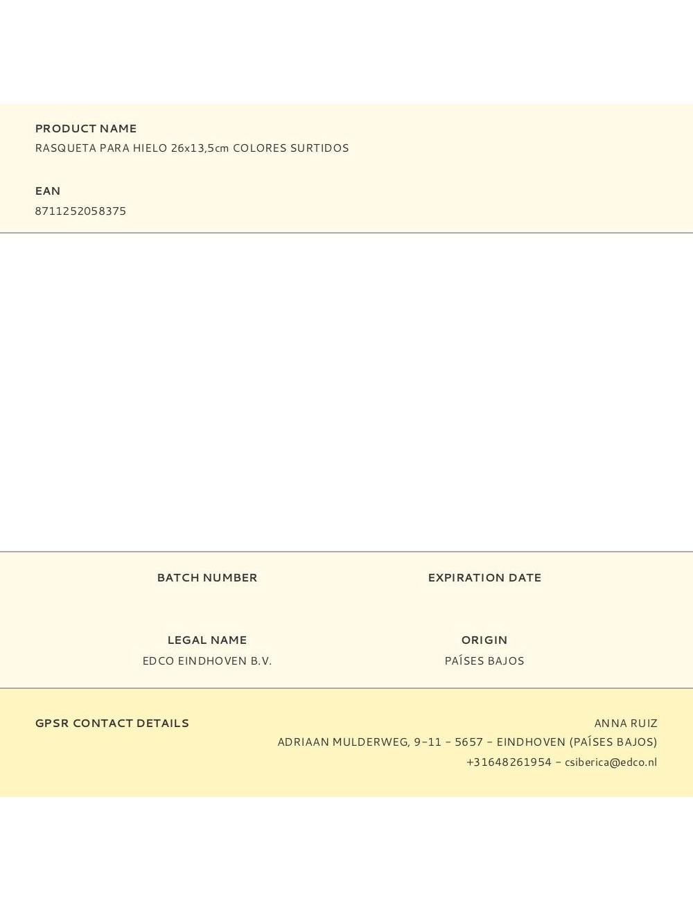 Rasqueta para hielo 26x13,5cm colores surtidos