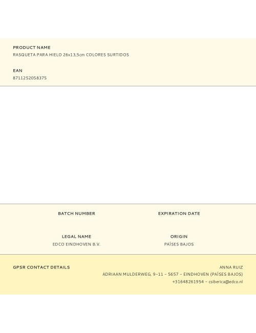 Rasqueta para hielo 26x13,5cm colores surtidos