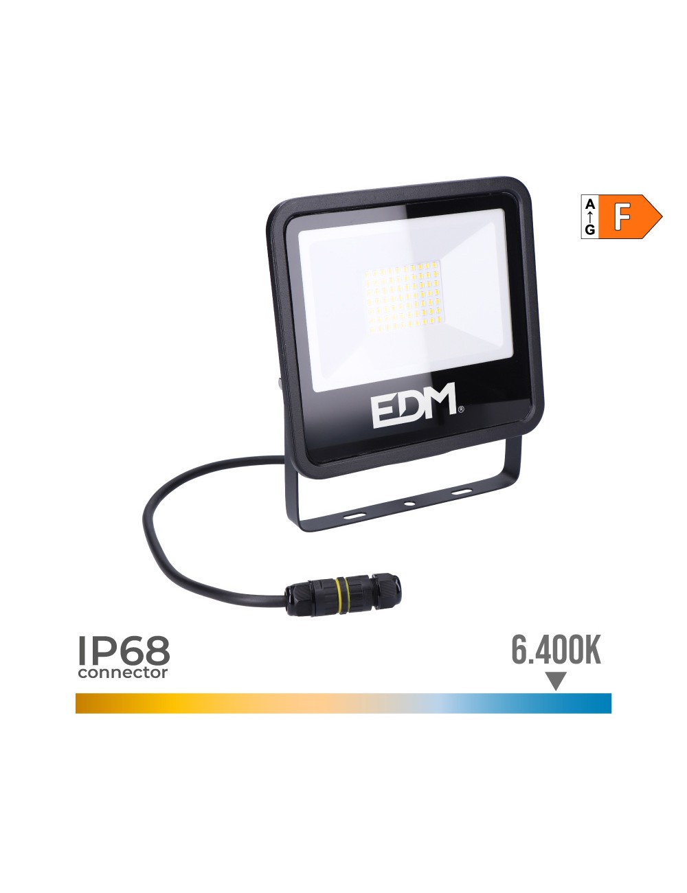 Foco proyector led 50 w 4000 lm 6400 k luz fría, black series 19,2 x 17,5 x 2,9 cm