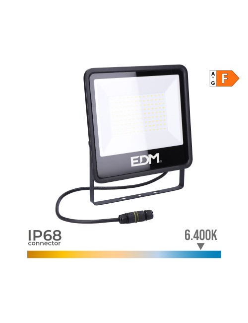 Foco proyector led 100 w 8200 lm 6400 k luz fría, black series 24,6 x 22,8 x 2,9 cm