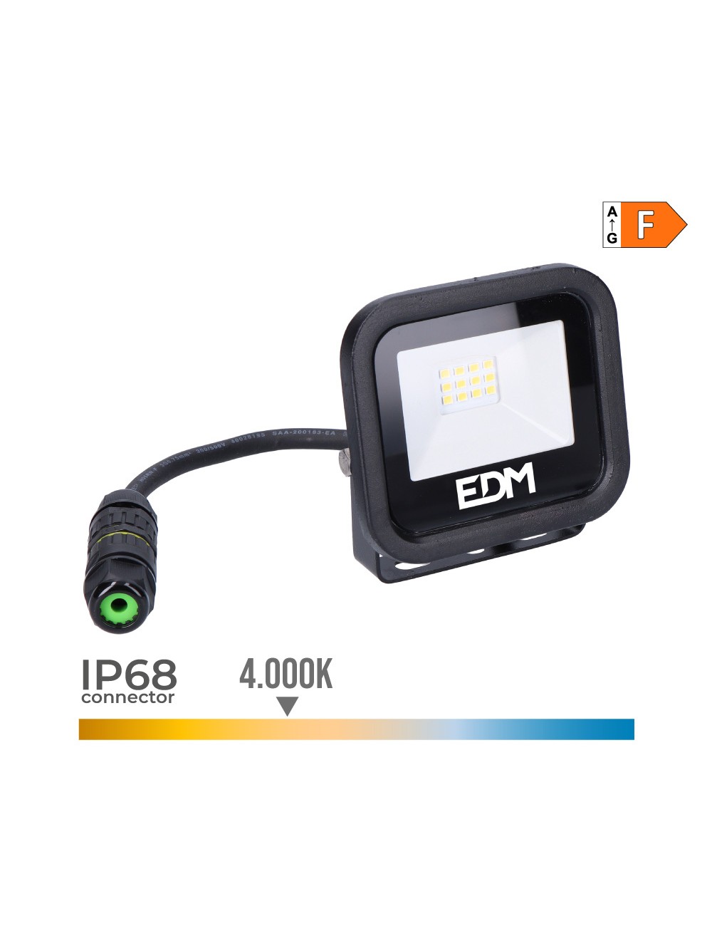 Foco proyector led 10 w 800 lm 4000 k luz día, black series 9,2 x 8,1 x 2,7 cm