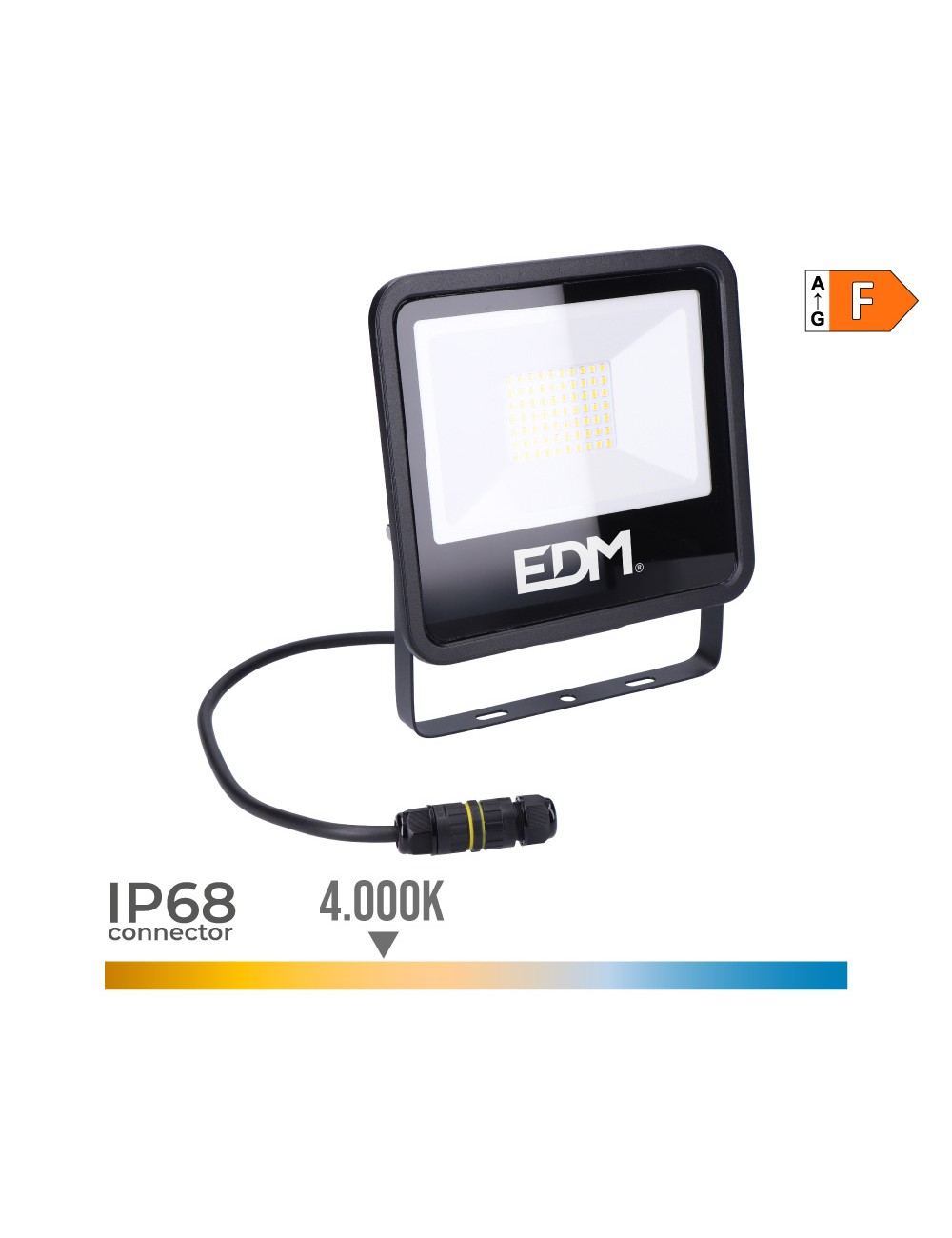 Foco proyector led 50 w 4000 lm 4000 k luz día, black series 19,2 x 2,9 x 17,5 cm