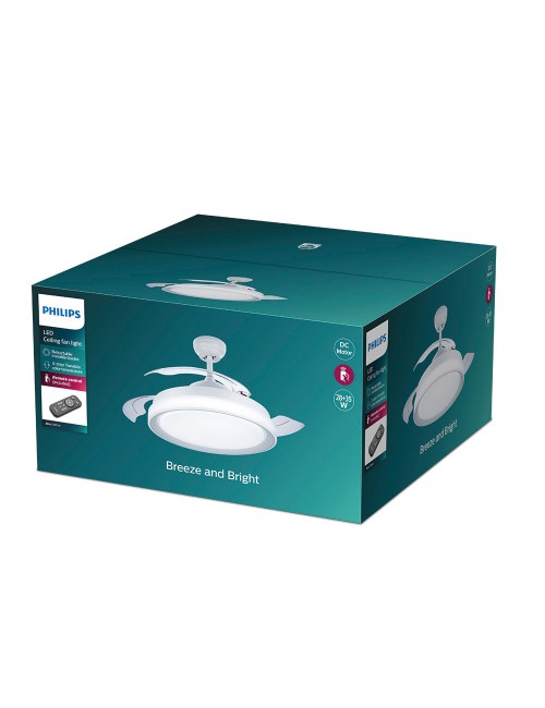 Ventilador de techo de led modelo bliss. color blanco. potencia: 28 + 35 w aspas: ø 106 cm con mando a distancia