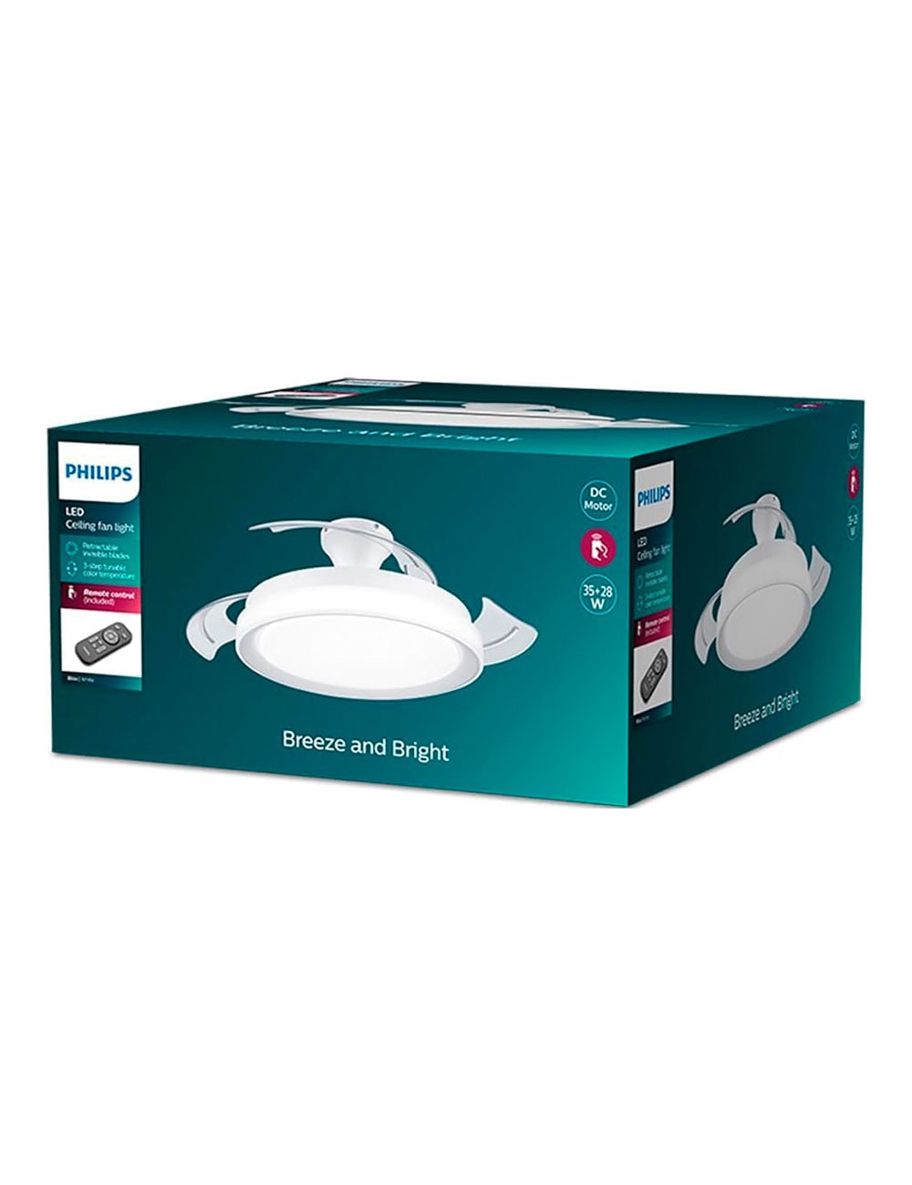 Ventilador de techo de led modelo bliss. color blanco. potencia: 28 + 35 w aspas: ø 106 cm con mando a distancia