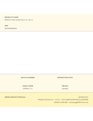 Mango para azada ø3,0 cm x 90 cm