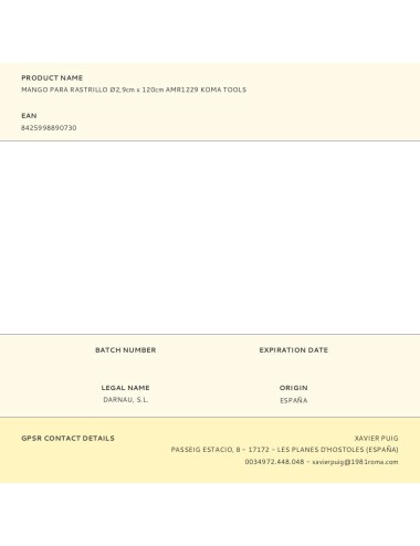 Mango de madera de eucaliptus para rastrillo, amr1229, ø2,9 cm x 120 cm