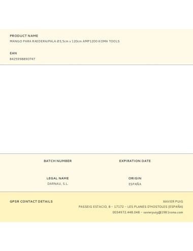 Mango de madera de eucaliptus para raedera / pala, amp1200 , ø3,5 cm x 120 cm