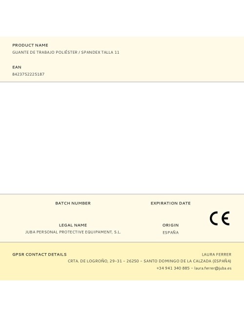 Guante poliéster / spandex con palma látex arenoso, t-11