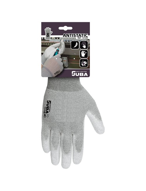 Guante nailon / fibra de carbono con palma poliuretano, antiestático, t-09