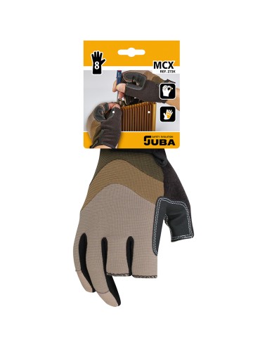 Guante piel sintetica / spandex, 3 dedos abierto, táctil, t-10