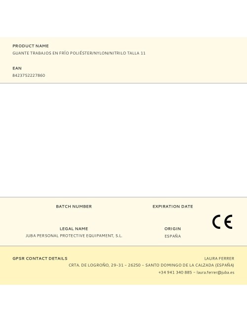 Guante poliéster doble recubrimiento látex, trabajos en frío, t-11