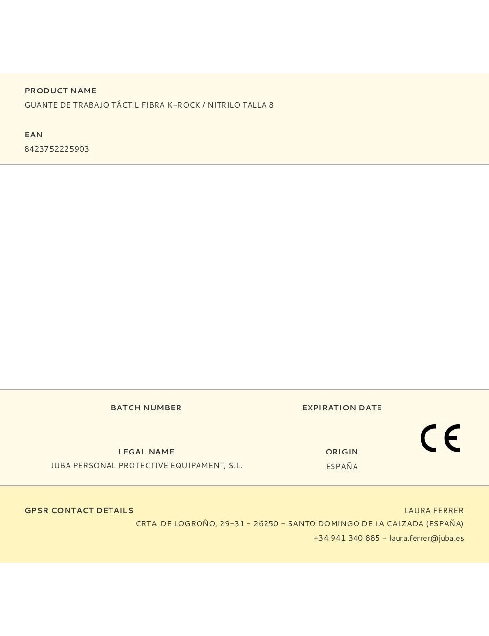 Guante poliéster / k-rock palma nitrilo arenado, resistente a corte, táctil, t-08