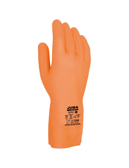 Guante látex / neopreno, flocado interior algodón, naranja, t-06