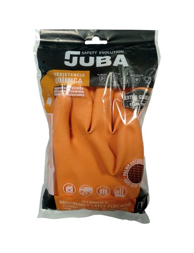 Guante látex / neopreno, flocado interior algodón, naranja, t-08
