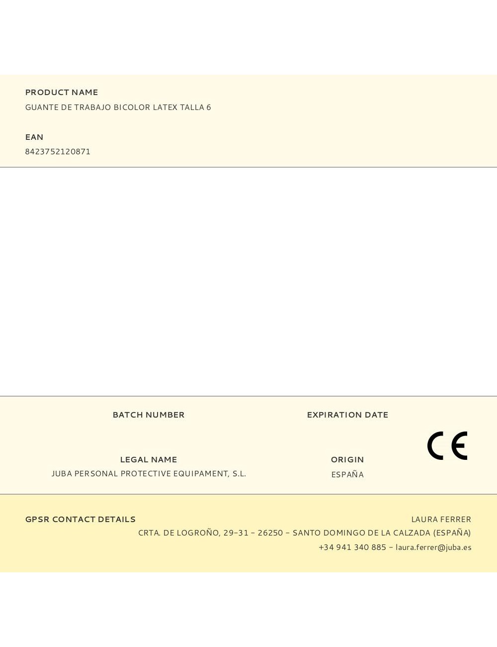 Guante látex, flocado interior algodón, bicolor, t-06