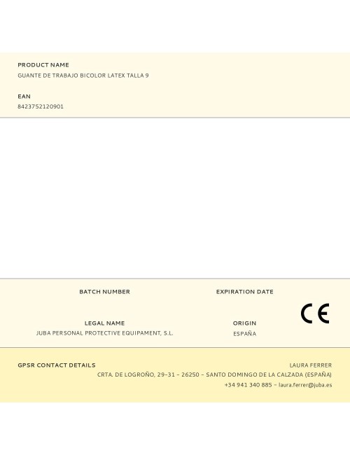 Guante látex, flocado interior algodón, bicolor, t-09