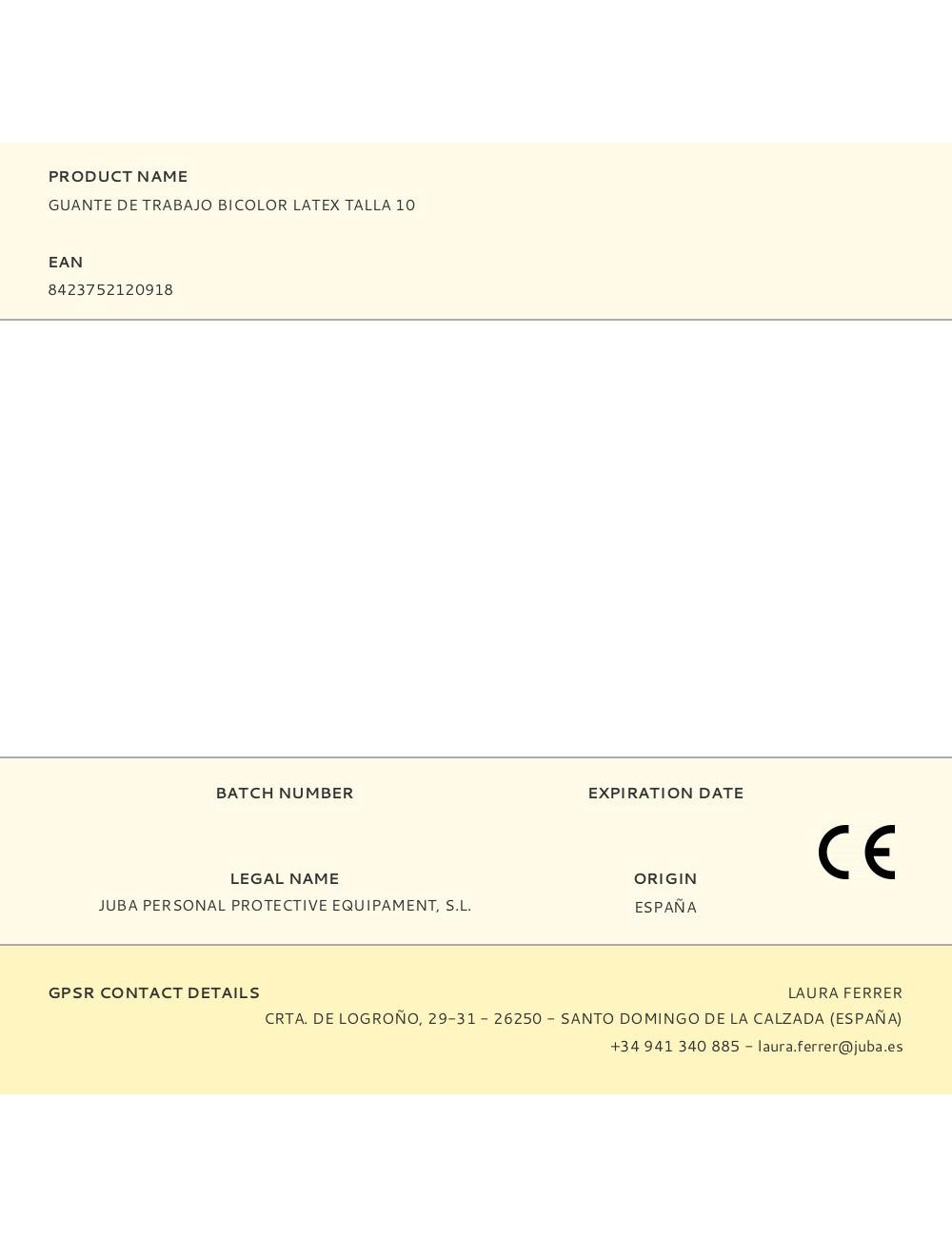 Guante látex, flocado interior algodón, bicolor, t-10