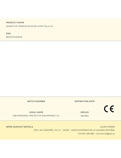 Guante látex, flocado interior algodón, bicolor, t-10