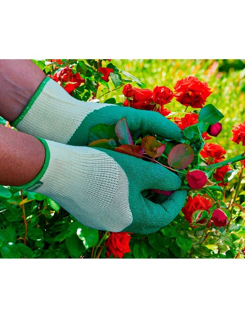 Guante poliéster con palma látex para jardinería, t-10